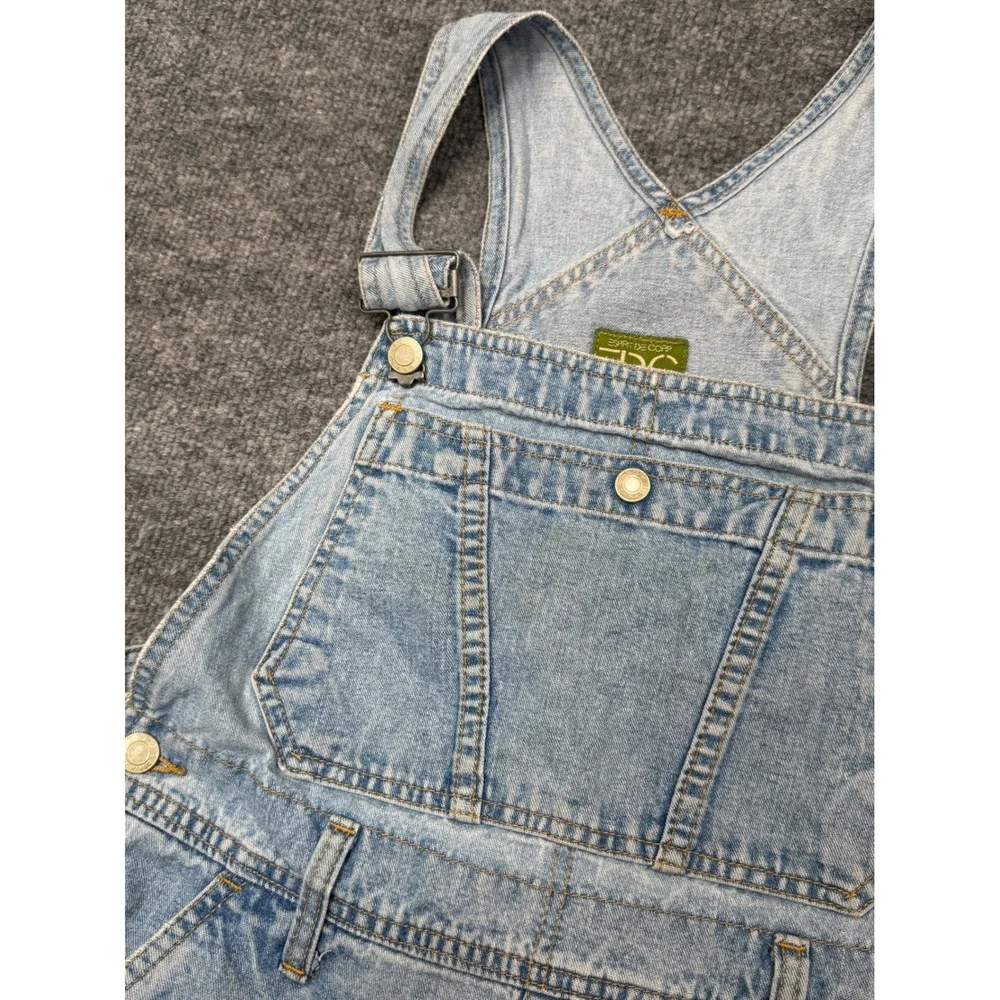 Vintage‎ Esprit EDC Denim Shortalls Light Wash Cotton Overalls 90s Women Medium